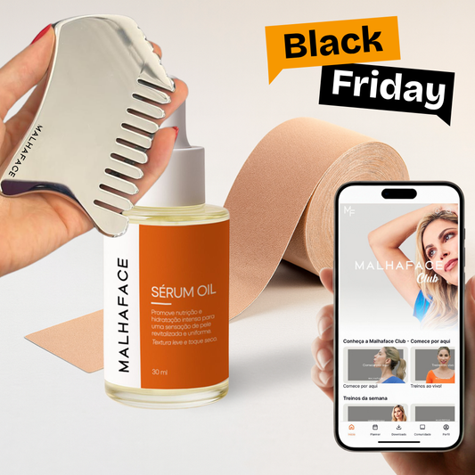 COMBO Sérum + Gua Sha + Taping + 1 ano de acesso ao App Malhaface Club